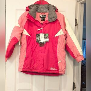 New Red Ledge Girl Fury Insulated Pink Red Winter Ski Hooded Jacket Parker Sz L